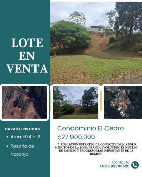 Terreno en Condominio Amplio en Rosario de Naranjo